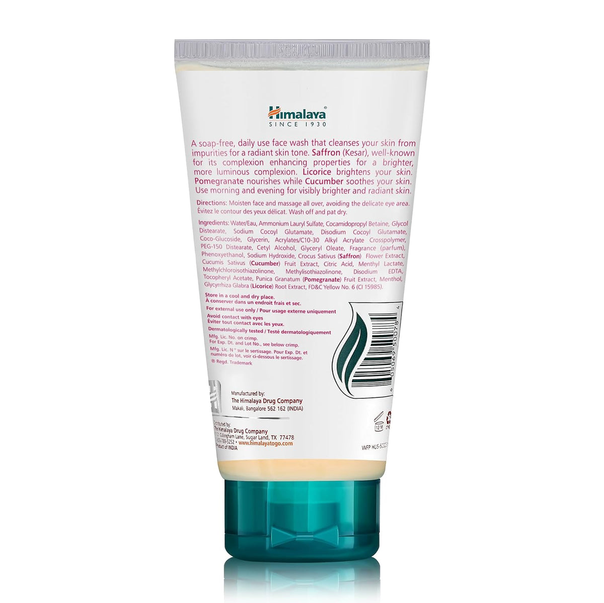 Himalaya Clean Complexion Brightening Face Wash for Bright Clean Skin, For All Skin Types, Free from Parabens, SLS, and Phthalates, 150 ml (5.07 oz)
