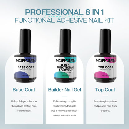Morovan Builder Gel for Nails: Clear 8 in 1 Builder Gel with Gel Top Coat and Base Coat