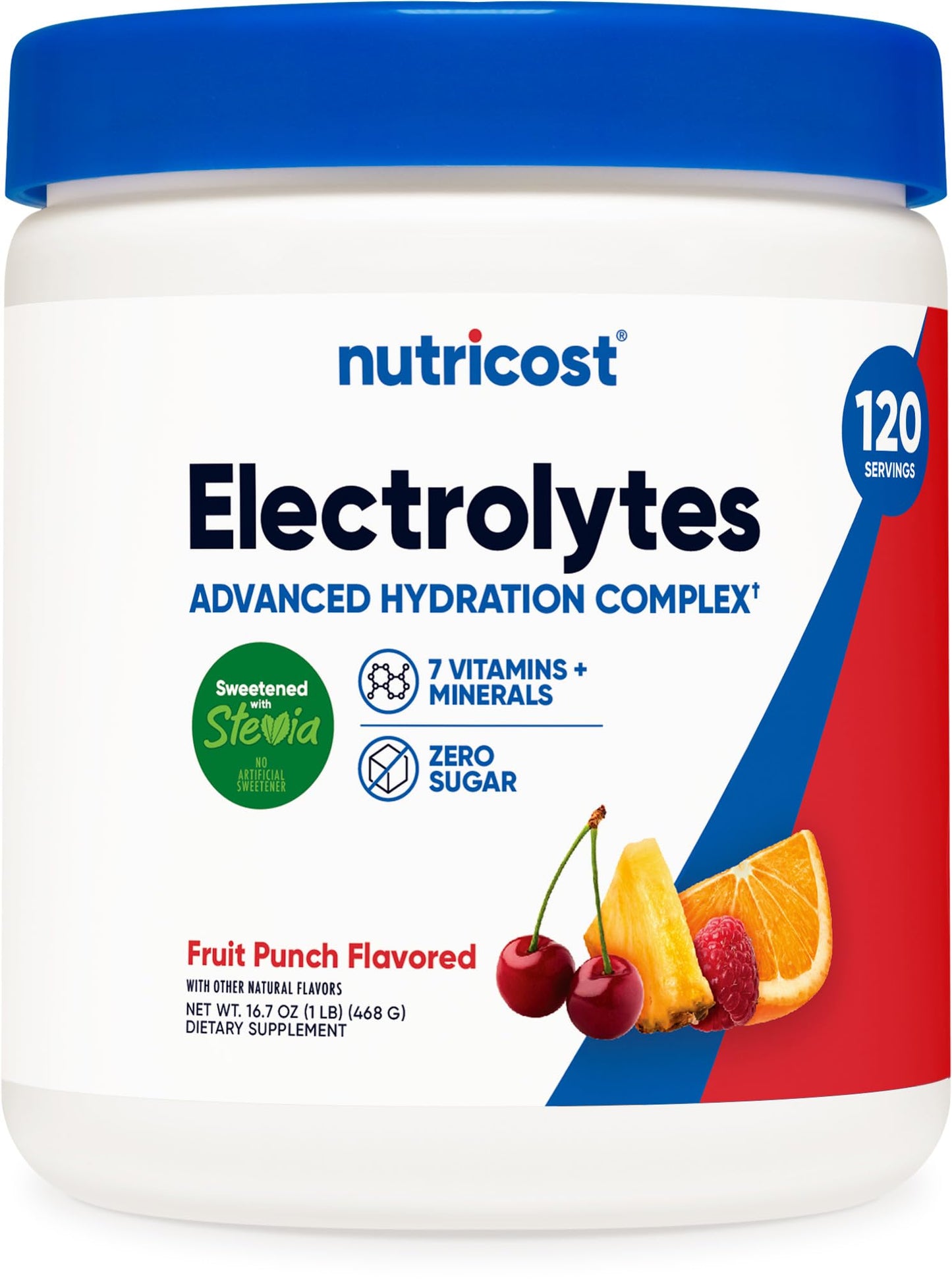 Nutricost Electrolyte Complex Powder (120 Servings, Fruit Punch) | Hydration Supplement Drink Mix with Vitamins and Minerals