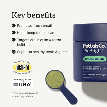 PetLab Co. – Oral Hygiene & Gut Health Bundle: Dental Powder for an Effortless Clean in 1 Scoop for Small Dogs & Probiotics for Dogs Supporting Gut Health & Seasonal Allergies