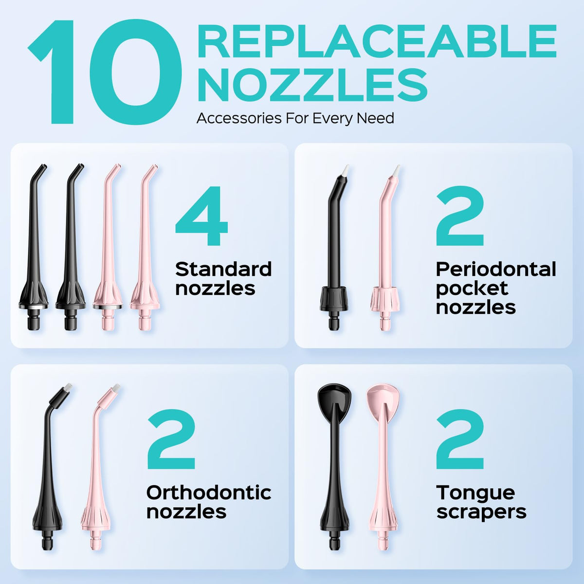 COSLUS ADA Accepted C20 Water Dental Flosser Pick, Professional Set Black