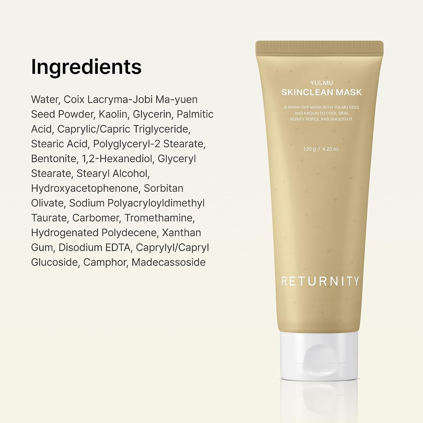 RETURNITY Yulmu Skinclean Mask, Gentle Exfoliating Wash-off Face Mask with Coix seed Extract for Pores and Uneven Skin, 120g Korean Skincare