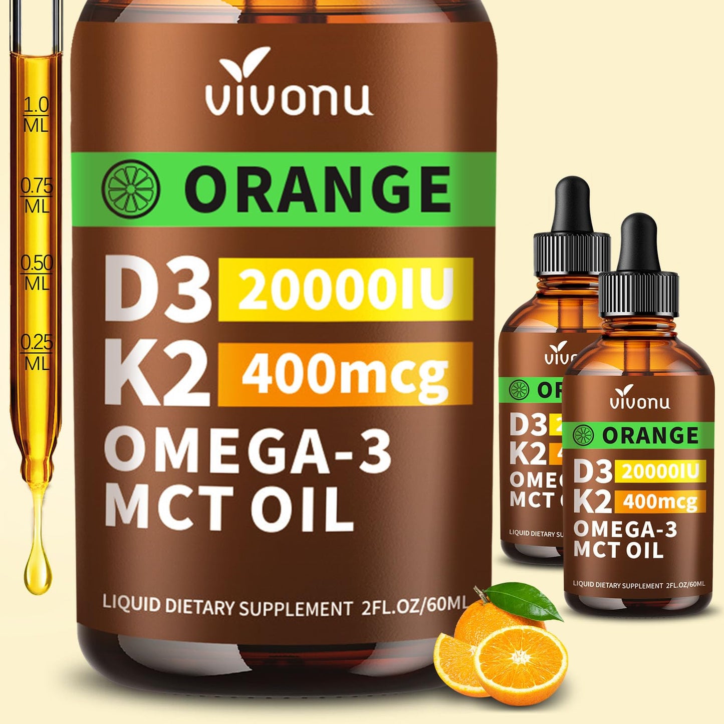 VivoNu Vitamin D3 K2 10000 IU with MK7-300 Virgin Coconut Oil Softgels, 2 in 1 Vitamins D & K Complex | Vitamina D3 con K2 (300 Softgels /1 Bag)