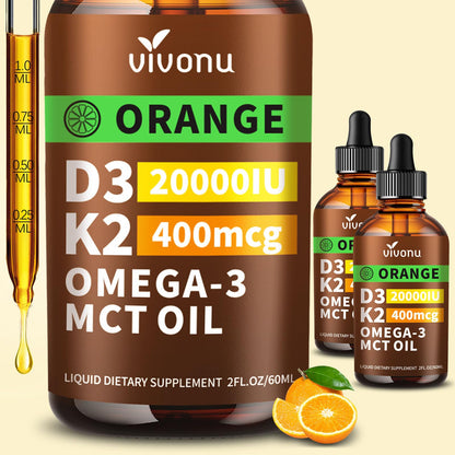 VivoNu Vitamin D3 K2 10000 IU with MK7-300 Virgin Coconut Oil Softgels, 2 in 1 Vitamins D & K Complex | Vitamina D3 con K2 (300 Softgels /1 Bag)