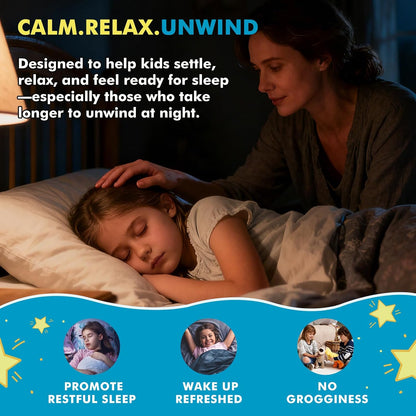 Kids Sleep Gummies with Magnesium Glycinate – Melatonin Free Bedtime Support for Kids – Calm & Relaxation with L-Theanine, GABA, Chamomile & Lemon Balm – Sugar Free Mixed Berry Flavor, 60 Gummies