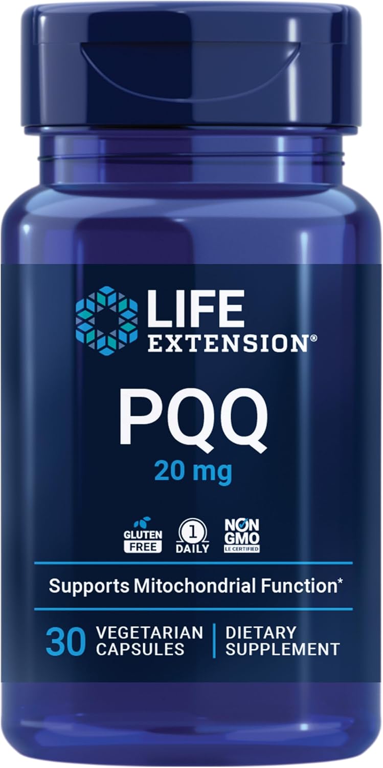 Life Extension PQQ, pyrroloquinoline Quinone, 20 mg, Promotes The Growth of New Mitochondria, Gluten-Free, Non-GMO, Vegetarian, 1 Daily, 30 Capsules | Pyrroloquinoline Quinone Promotes Cellular Energy & Mitochondrial Health, Take 1 Daily, Gluten-Free, Non