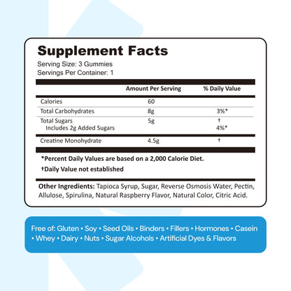Create Creatine Monohydrate Gummies for Men & Women, Boost Focus, Strength, and Endurance, Anti-Melting Formula, Vegan, Gluten-Free, Non-GMO, 1.5g of Creatine per Gummy (Orange)