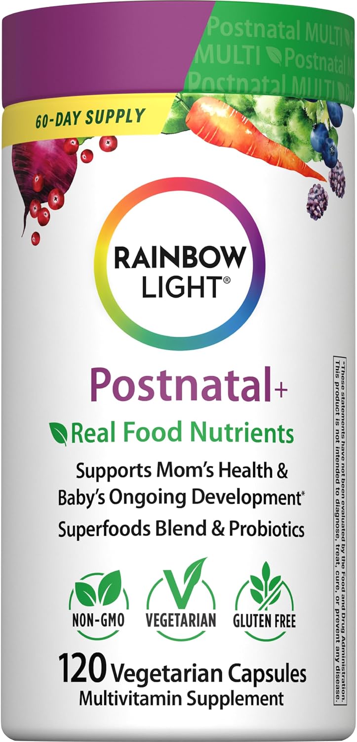 Rainbow Light Postnatal Multivitamin for Women | 120 Capsules | Supports Mom’s Health & Baby’s Development | with Vitamin C and Zinc | Superfoods Blend & Probiotics