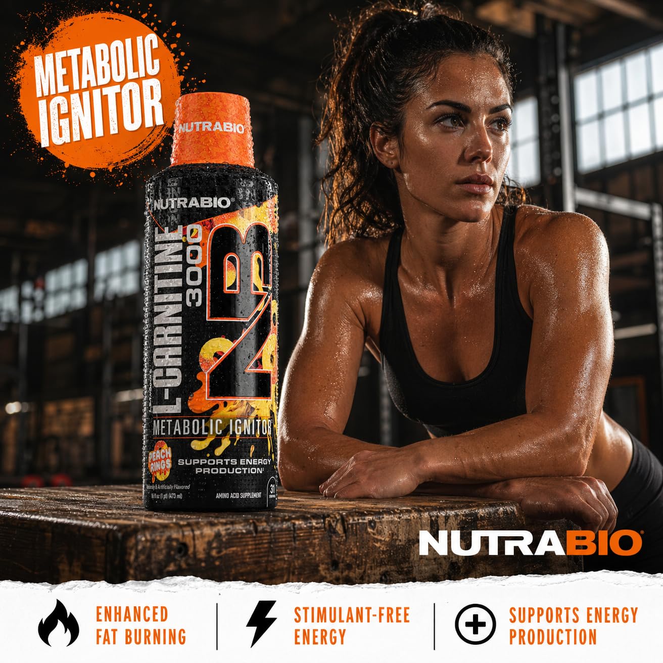 NutraBio – L-Carnitine Liquid Shots – 3000mg, (Green Apple) – 10mg of Vitamin B-5 – Zero Carbs & Sugars – Energy Production – Muscle Recovery