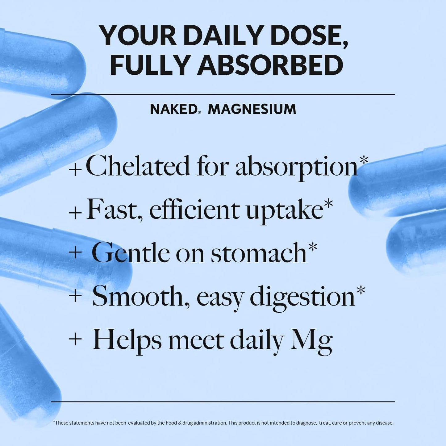 Naked Magnesium Glycinate Complex - 300mg Magnesium Supplement with Citrate & Malate - High Absorption Formula - Vegan, Non-GMO, Gluten-Free - 120 Capsules