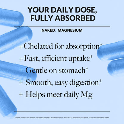 Naked Magnesium Glycinate Complex - 300mg Magnesium Supplement with Citrate & Malate - High Absorption Formula - Vegan, Non-GMO, Gluten-Free - 120 Capsules