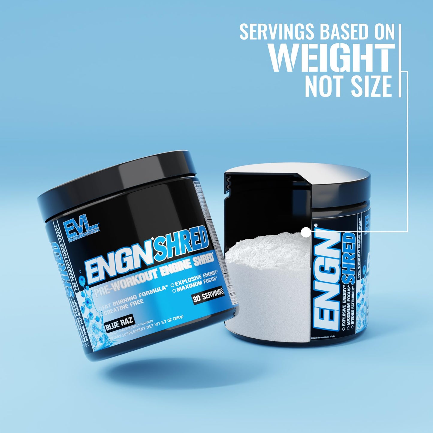 EVL Ultimate Pre Workout Powder - Thermogenic Fat Burner Preworkout Powder Drink for Lasting Energy Focus and Stamina - ENGN Shred Intense Fat Burning Creatine Free Preworkout Drink - Cherry Limeade