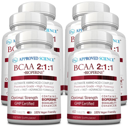 Approved Science BCAA Supplement - 60 Tablets - 2400mg - Increase Performance and Enhance Muscle Development - L-Leucine, L-Isoleucine, L-Valine - Made in USA, Non-GMO