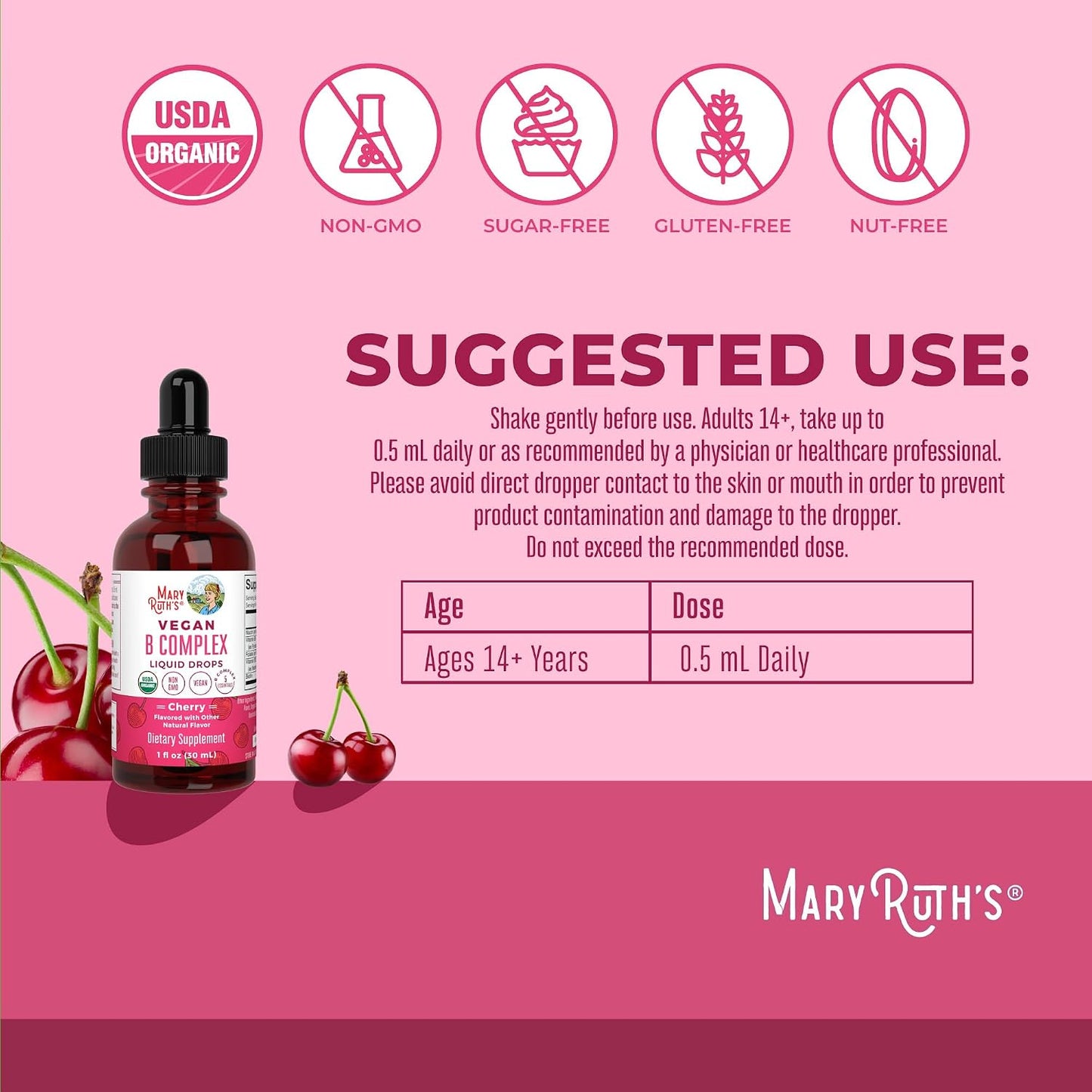 MARYRUTH'S Organics Vitamin B Complex | B Vitamins Complex | Biotin | Vitamin B12 | Niacin | Folate | Metabolic Support Supplement | Vegan | USDA Organic | Non-GMO | Gluten Free | 2 Month Supply