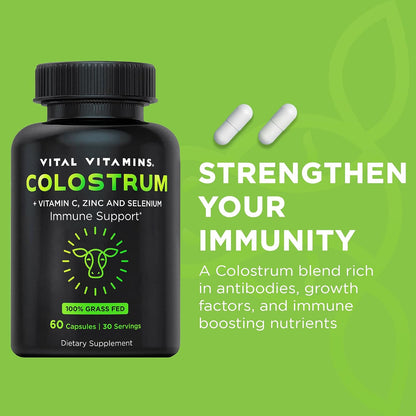 Vital Vitamins Multi Collagen Peptides Powder + Colostrum Capsules with Vitamin C, Zinc