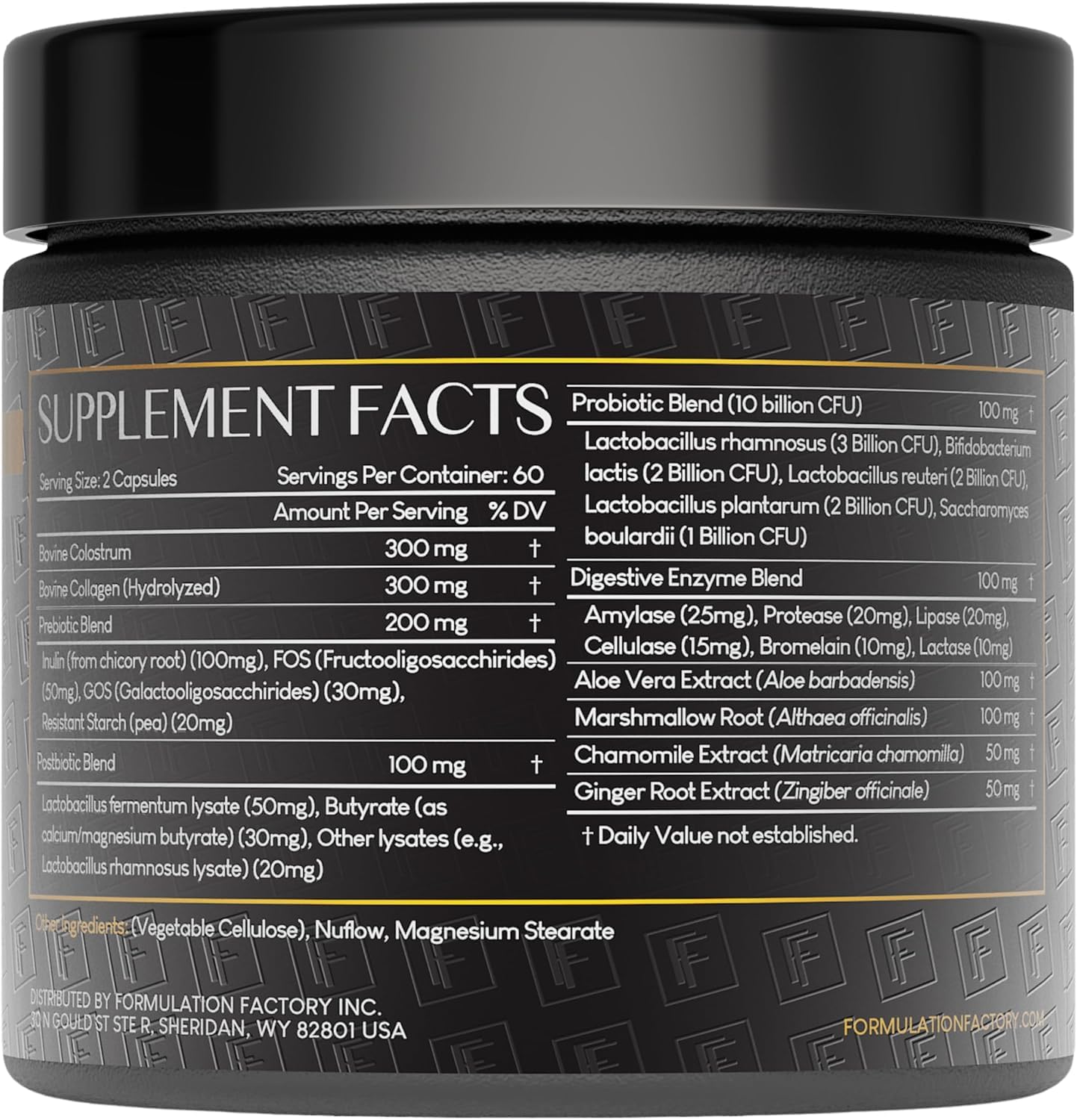 Formulation Factory Probiotics for Women & Men - Gut Intellect 10-in-1 Digestive Enzymes with Prebiotics and Postbiotics - Total Gut Health Supplement - 120 Capsules, 2 Month Supply