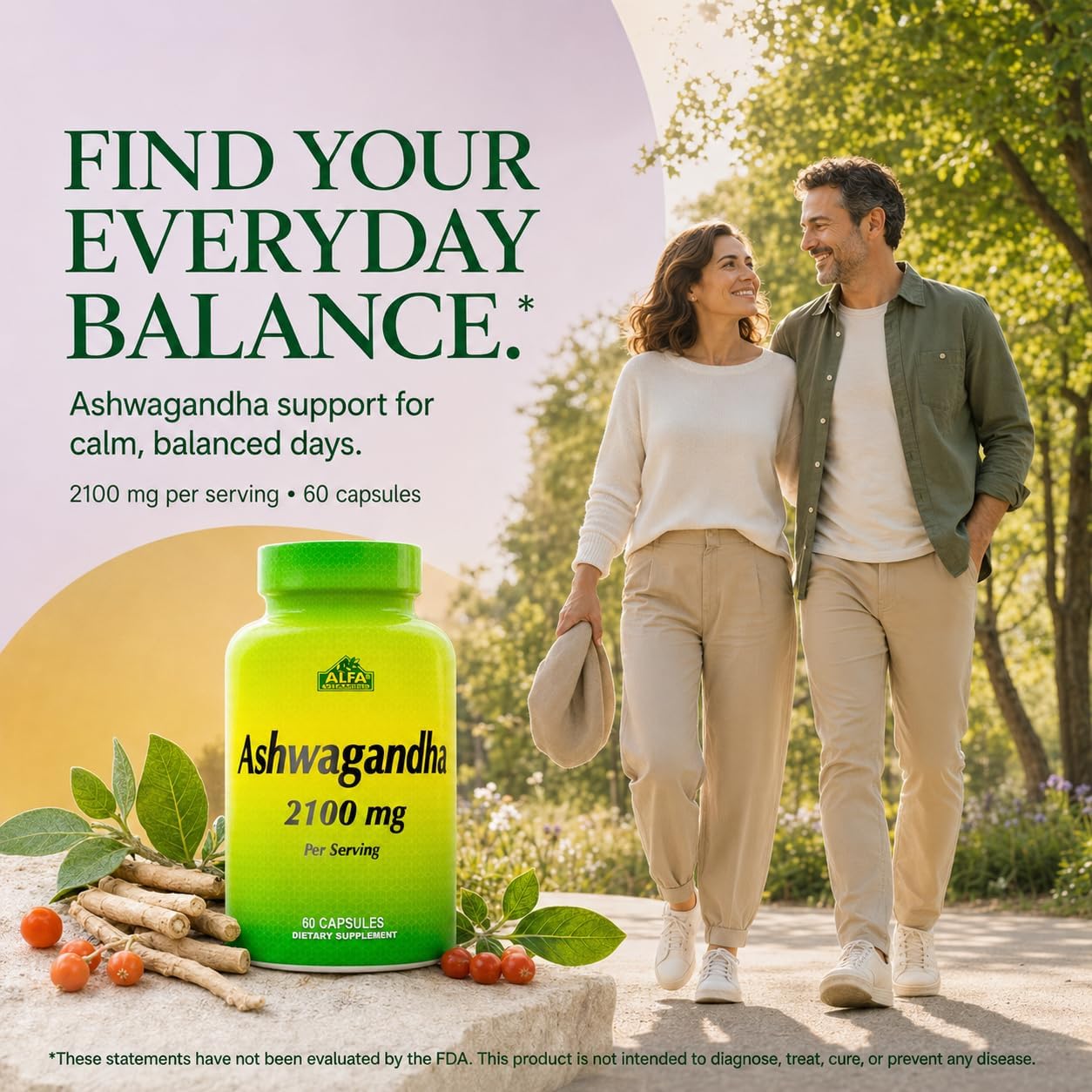 ALFA VITAMINS Ashwagandha Vitamin Supplement, 2,100 mg Pure Ashwagandha Root Powder & Extract, Supports Digestion, Immune System, Joint, Heart & Muscle Health, Gluten Free, Non GMO, 90 Capsules