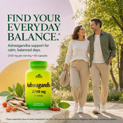 ALFA VITAMINS Ashwagandha Vitamin Supplement, 2,100 mg Pure Ashwagandha Root Powder & Extract, Supports Digestion, Immune System, Joint, Heart & Muscle Health, Gluten Free, Non GMO, 90 Capsules