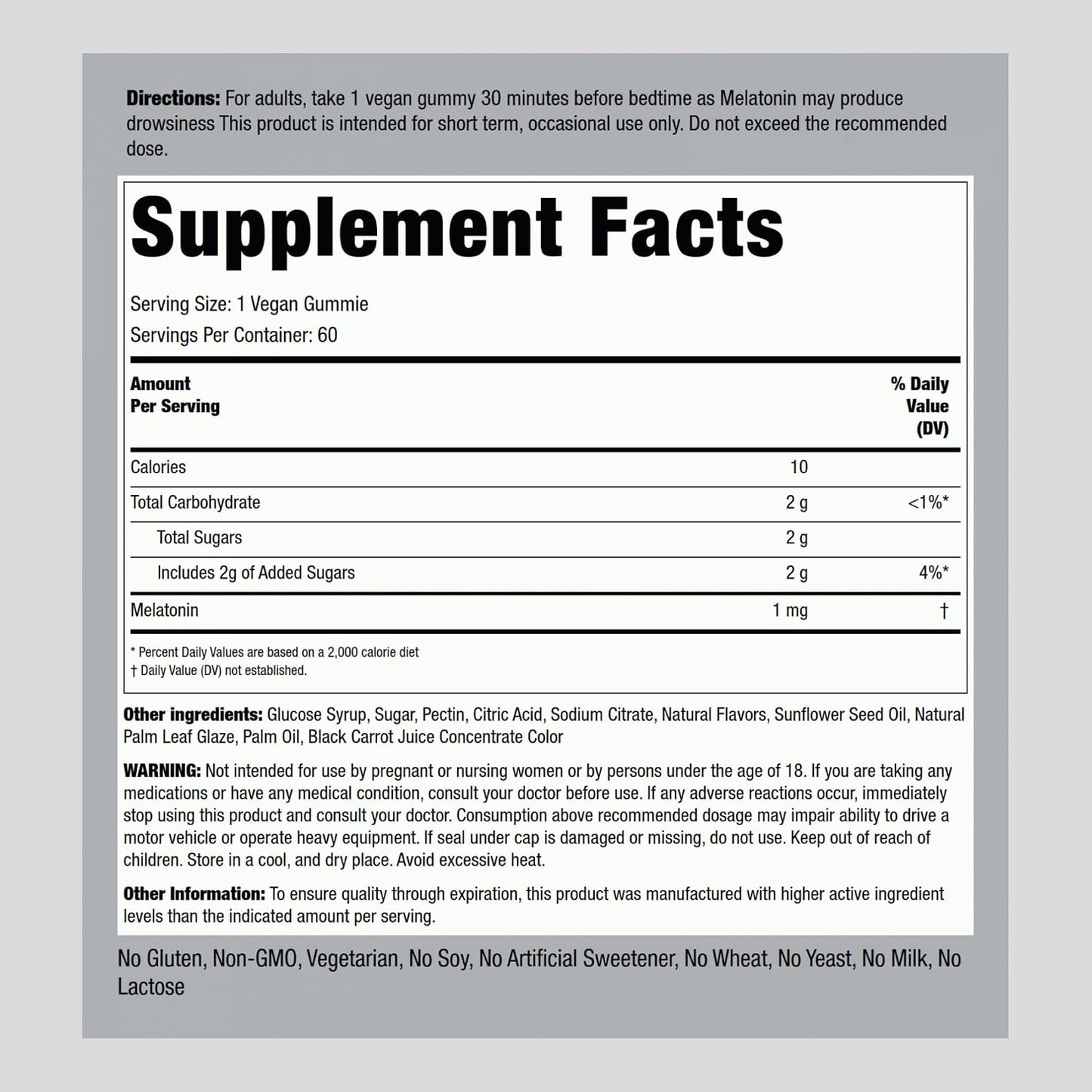Piping Rock Melatonin Gummies 1 mg | 60 Count | Low Dose Supplement for Kids and Adults | Cherry Pomegranate Flavor | Vegan, Non-GMO, Gluten Free