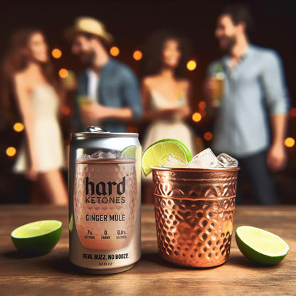 Hard Ketones Ginger Mule | 0.0% Alcohol Alternative with 7% Ketohol | 12 Pack, 8.4 Oz