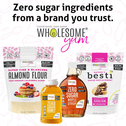 Wholesome Yum Premium Fine Blanched Almond Flour For Baking, Keto, Low Carb | Gluten Free, Keto Friendly All-Purpose Flour Substitute With Ground Almonds. Very Fine Grind, Made in USA (16oz / 1lb)