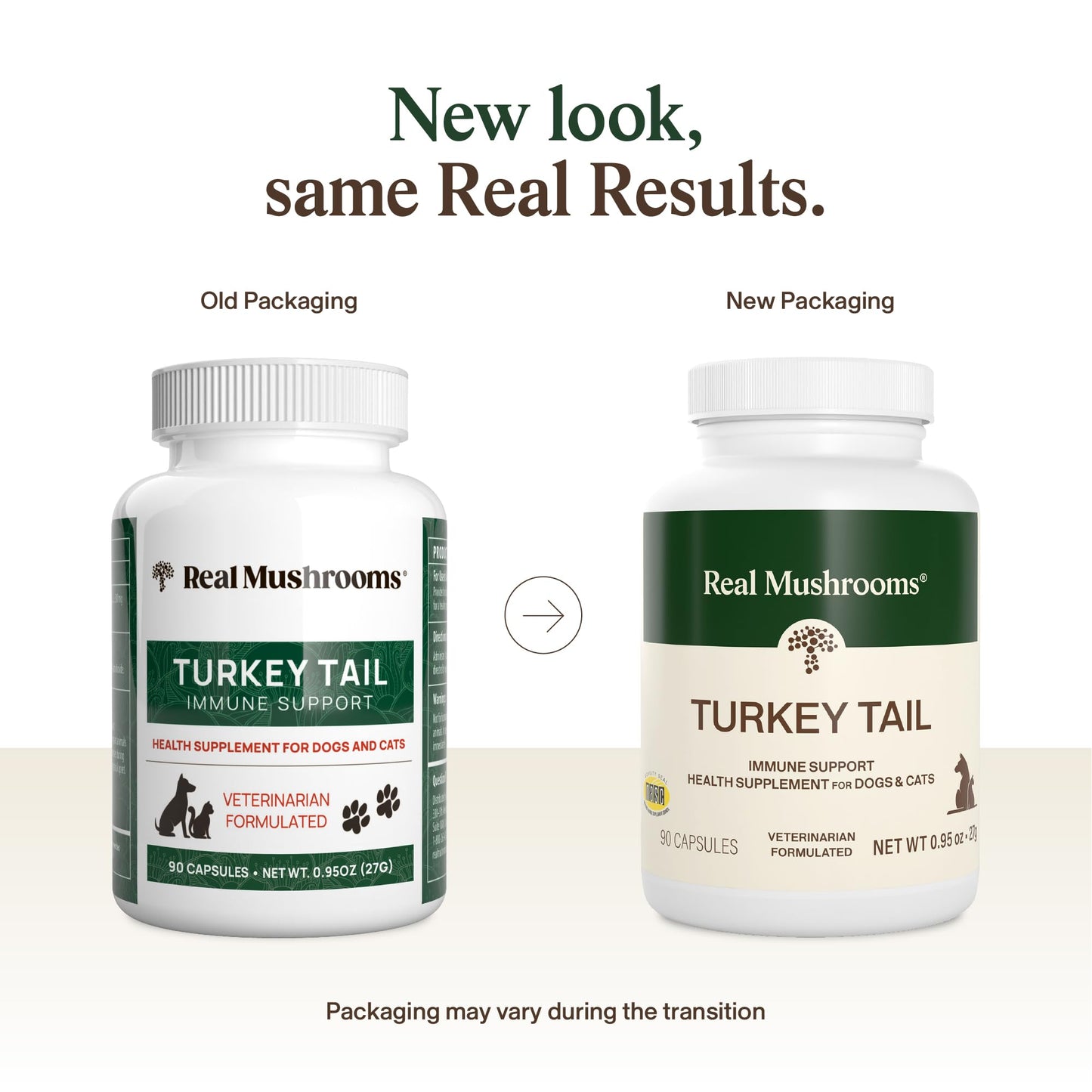 Real Mushrooms Turkey Tail Capsules for Pets –Cat Probiotics & Dog Vitamins – Organic Mushroom Supplement for Dogs & Cats – Supports Daily Balance & Well-Being Non-GMO, 90 ct