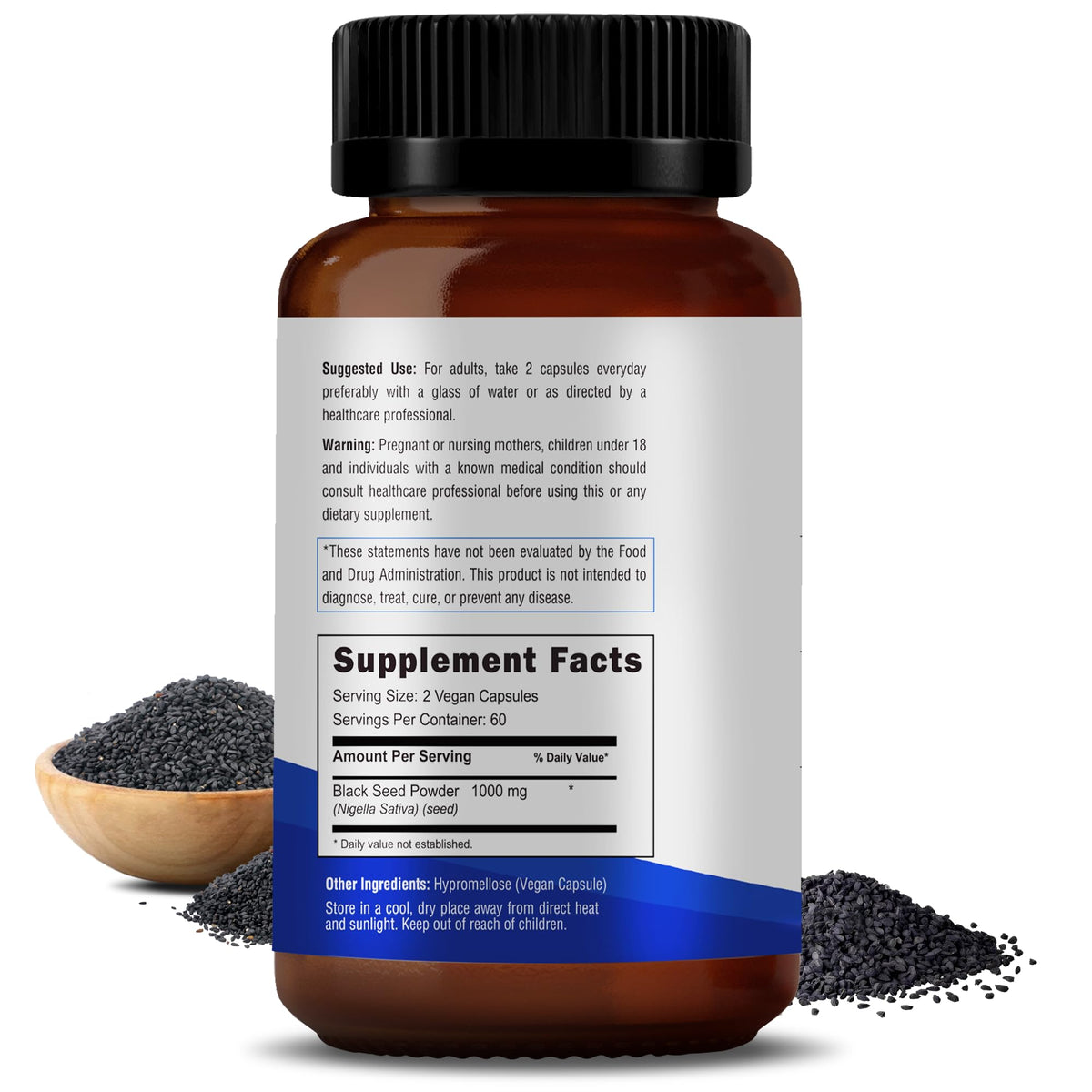 RAWYA Nutrition, Black Seed Extract, 120 Vegan Capsules, Nigella Sativa, Black Cumin