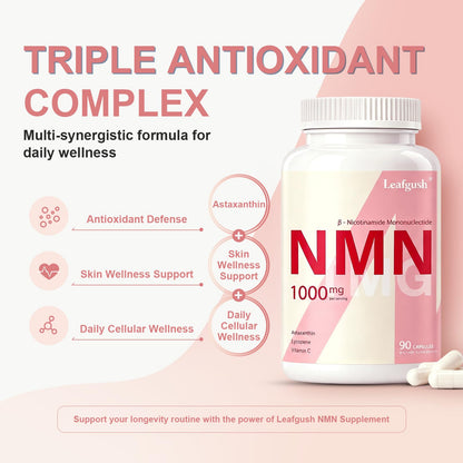 NMN Supplement 1000mg Complex, NAD+ Precursor Support, with NMN 600mg & TMG 250mg, Nicotinamide Mononucleotide Formula with Astaxanthin, Lycopene & Vitamin C, 5-in-1 Daily Cellular Energy Support