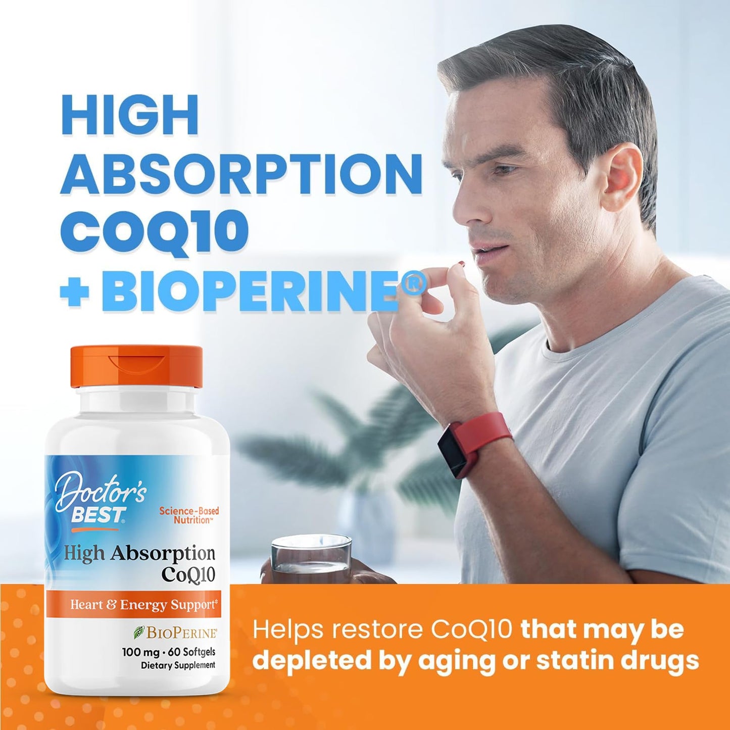 Doctor's Best High Absorption CoQ10 with BioPerine Supplement - Coenzyme Q10 Softgels for Heart Health & Antioxidant Support, Naturally Fermented CoQ10 100mg for Women & Men, Non GMO - 120 Softgels