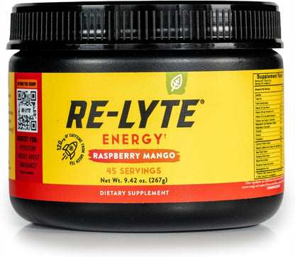 Redmond Re-Lyte Energy Electrolyte Mix, Raspberry Mango, 8.6oz Jar