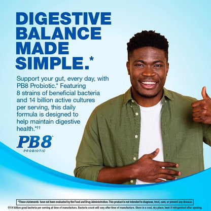 PB8 Probiotic | 14 Billion CFU | 120 Vegetarian Capsules | 8 Strains | for Women and Men | Gluten, Milk, and Soy Free Supplement