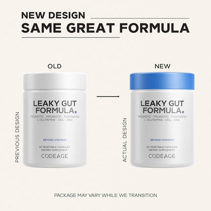 Codeage Leaky Gut Supplement, L-Glutamine, N-Acetylglucosamine, Probiotic, Butyric Acid, Polyphenols, Quercetin, DGL, Marshmallow Root, Berberine, BioPerine, Cinnamon, Vegan, Non-GMO, 60 Capsules