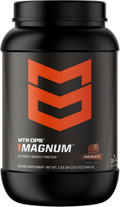 MTN OPS Magnum Protein Powder 23g Protein per Serving Whey Protein Blend with BCAAs Low Sugar Gluten Free 30 Servings Chocolate