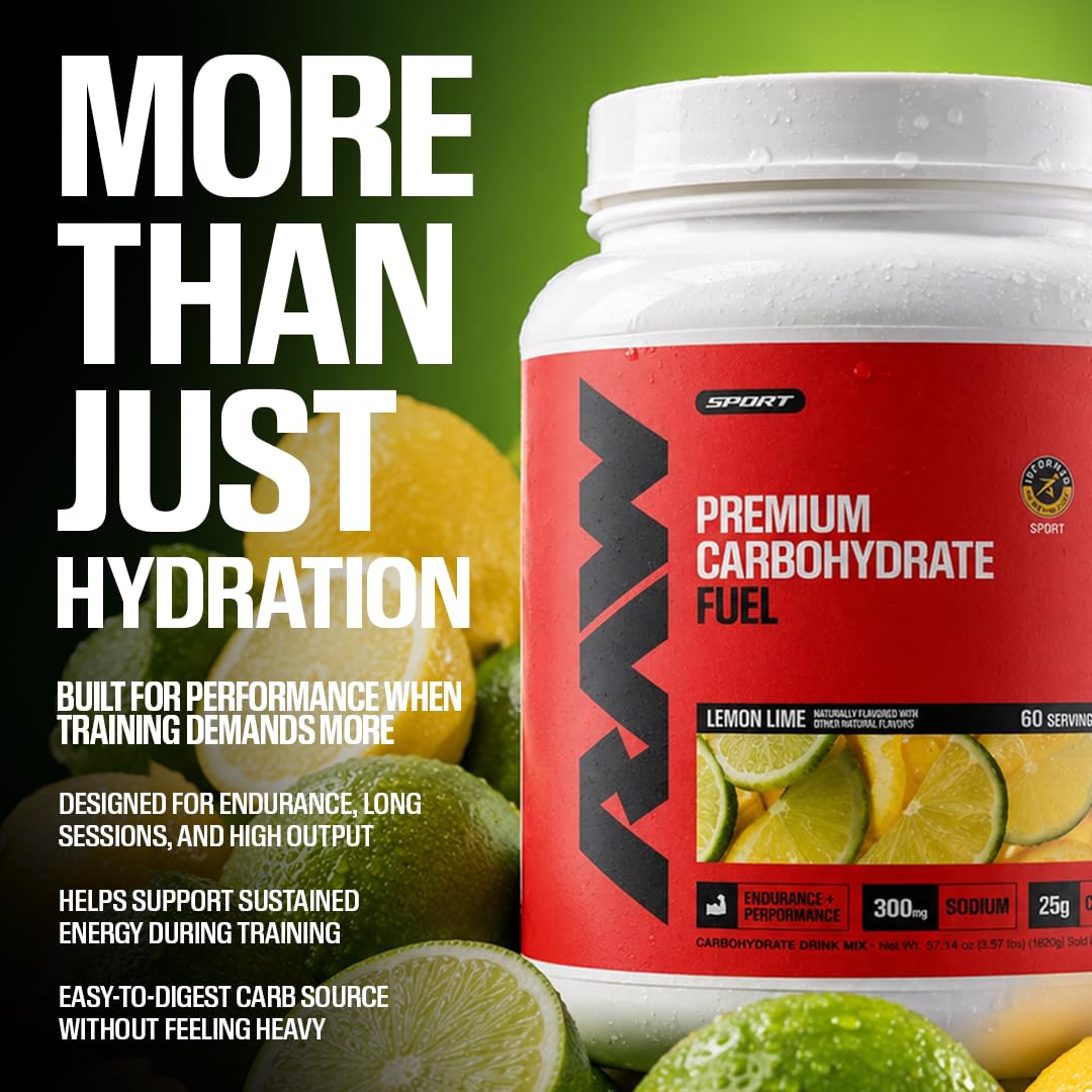RAW Fuel, Premium Endurance Supplement Powder, Orange (60 Servings) - Peak Performance, Hydration & Stamina During Workouts, Training or Competition - 24g of Carbohydrates & 300mg of Sodium