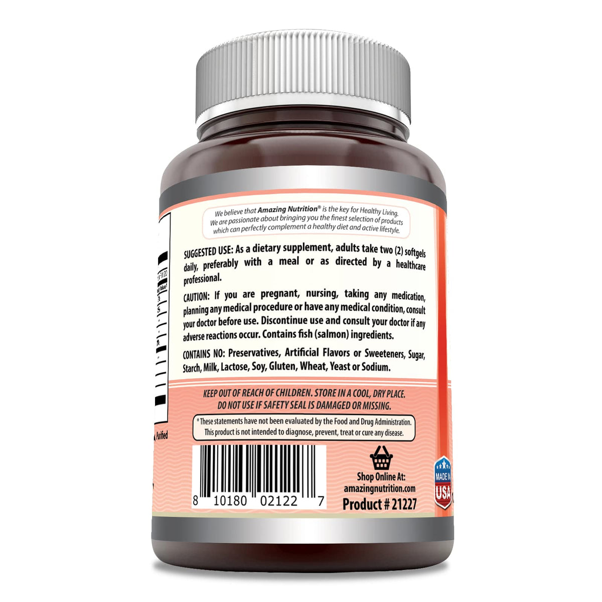 Amazing Omega Wild Alaskan Salmon Oil 2000mg Per Serving Softgels Supplement (90)