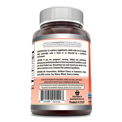 Amazing Omega Wild Alaskan Salmon Oil 2000mg Per Serving Softgels Supplement (90)