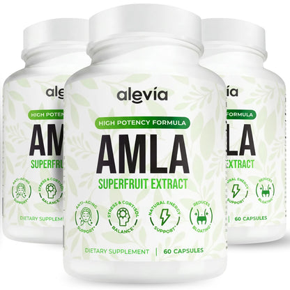 Alevia Organic Amla Capsules 1000mg – Indian Gooseberry Amla Fruit Supplement – Organic Amla Powder Organic for Antioxidant, Energy & Digestive Support – Ayurvedic Wellness Formula – 60 Capsules