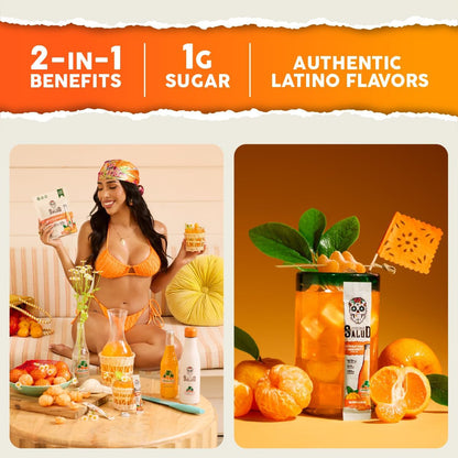 Salud x Jarritos 2-Pack | 2-in-1 Hydration + Immunity (Mandarin) & Hydration + Immunity (Guava) – 15 Servings Each, Agua Fresca Drink Mix, Non-GMO, Gluten Free, Vegan, Low Calorie, 1g of Sugar
