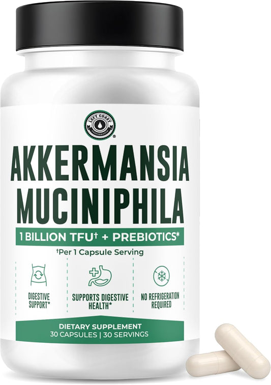 Akkermansia Muciniphila Supplement With Prebiotics, 30 Capsules | 1 Billion CFU With XOS Prebiotic - Supports Gut Health, Mirobiome Balance & Digestive Health - Gluten Free