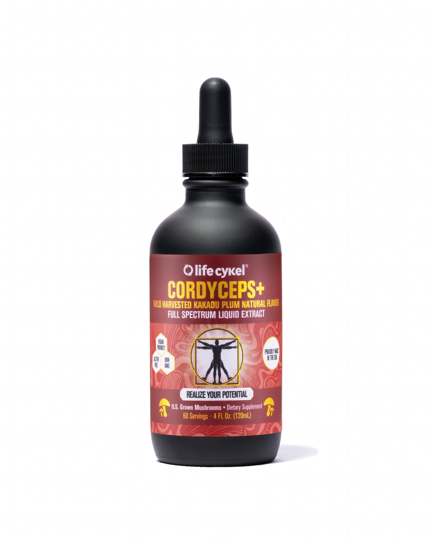 Life Cykel Cordyceps Mushroom Extract with Kakadu Plum - Energy, Stamina & Vitality Support, Natural Aging Supplement - Non-GMO and Vegan Tincture - 4Fl Oz