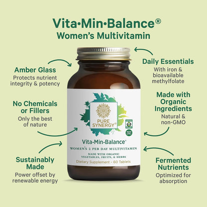 PURE SYNERGY Women’s Multivitamin, Stress, and Energy Essentials Bundle | Whole Food Multi with Adaptogens | Natural Vitamin C Immune and Skin Supplement | Vegan, Non-GMO, and Organic Ingredients