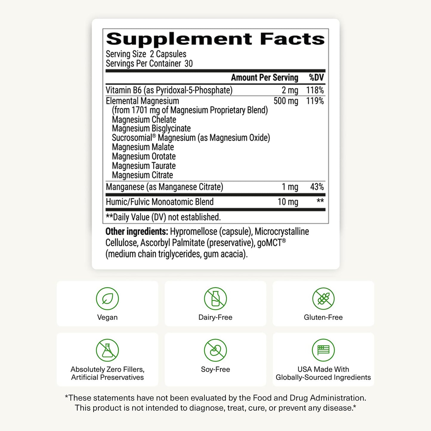 BIOptimizers Magnesium Breakthrough Supplement with 500mg - 7 Forms of Magnesium: Glycinate, Malate, Citrate, and More - Natural Support for Sleep and Cognitive Function -60 Capsules- Calming Vitamins
