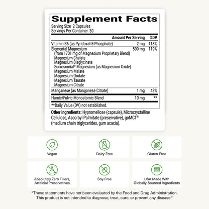 BIOptimizers Magnesium Breakthrough Supplement with 500mg - 7 Forms of Magnesium: Glycinate, Malate, Citrate, and More - Natural Support for Sleep and Cognitive Function -60 Capsules- Calming Vitamins