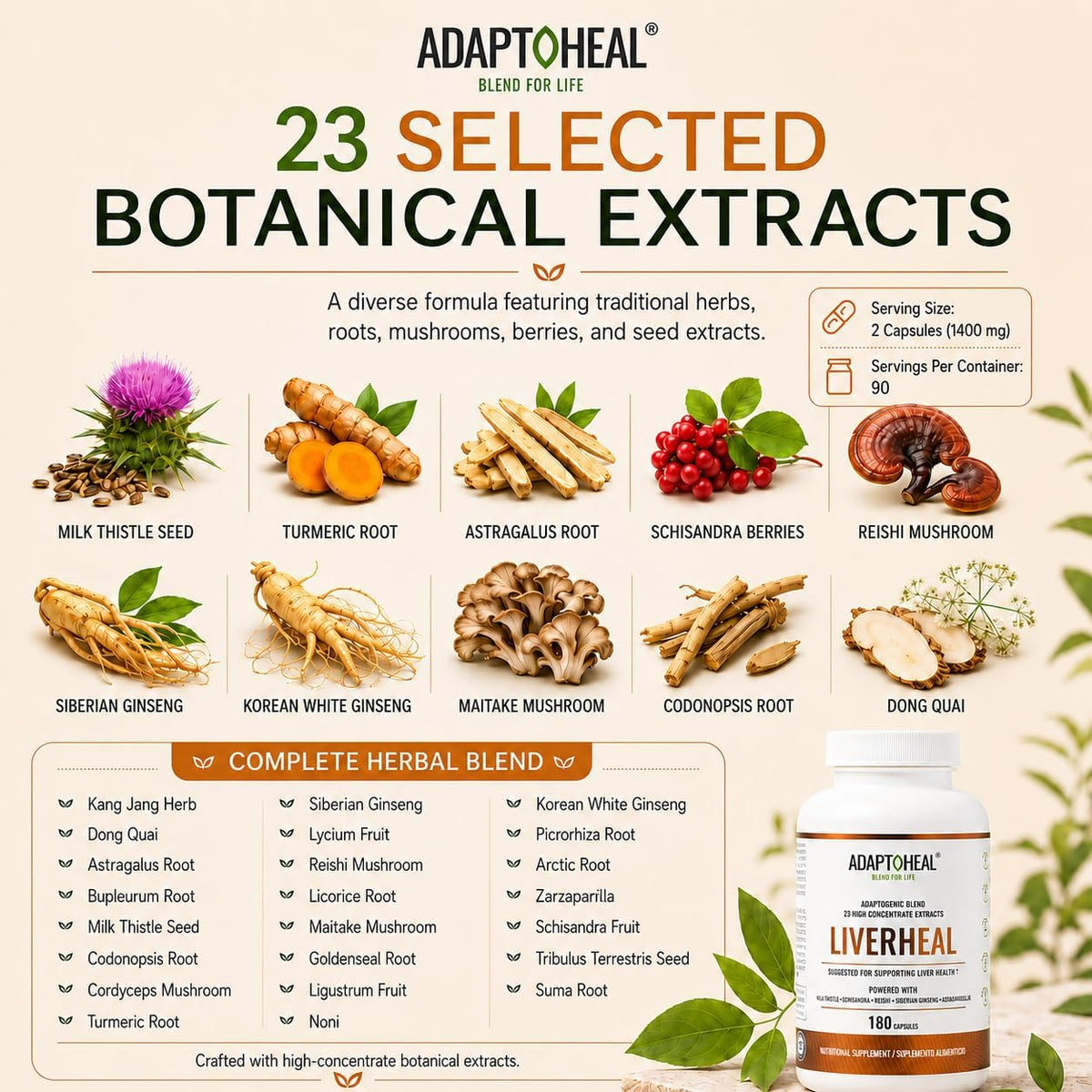 ADAPTOHEAL Liverheal Liver Support Milk Thistle, Turmeric (180 Caps)