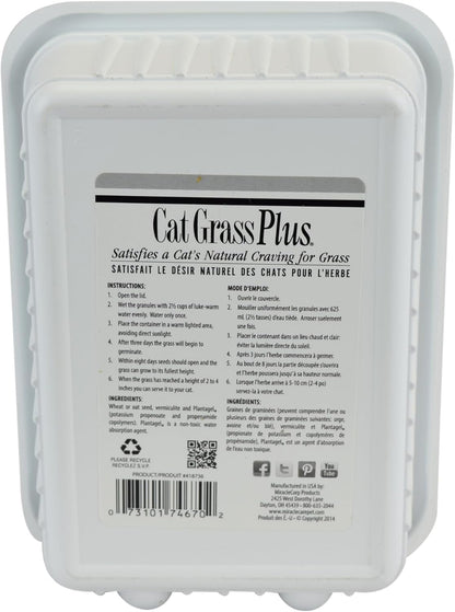 Miracle Care Cat A'bout Cat Grass Kit, 5.25 Ounce | Easy to Grow Seeds + Planter for Indoor Cats, Natural Fiber Aids Digestion, Reduces Hairballs, Freshens Breath, Quick Growing