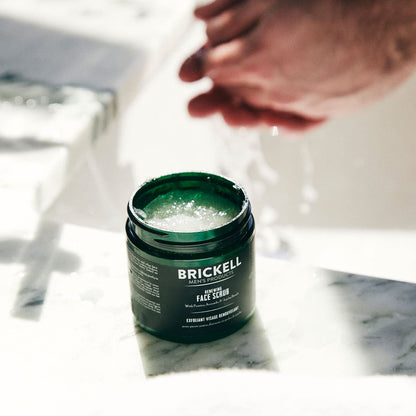 Brickell Men's Renewing Face Scrub for Men, Deep Exfoliating Facial Scrub Formulated with Pumice, Caffeine and Jojoba Beads, 4 Ounce, Scented
