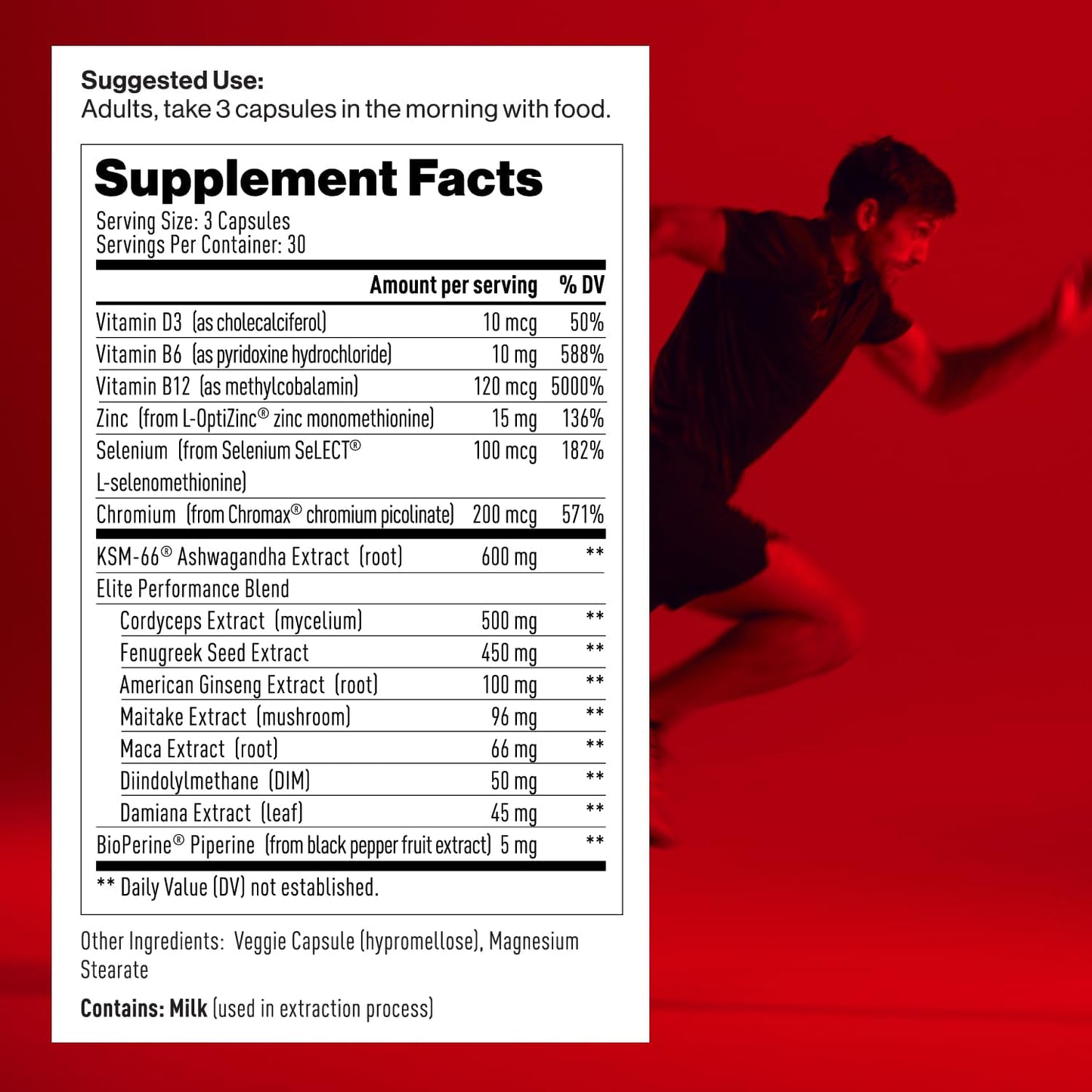 Mdrive Elite Testosterone Booster & Performance Support for Men, 90ct | Supports Immune Health, Energy, VO2Max, Recovery, Stress Relief, Lean Muscle, KSM-66 Ashwagandha, DIM, Fenugreek