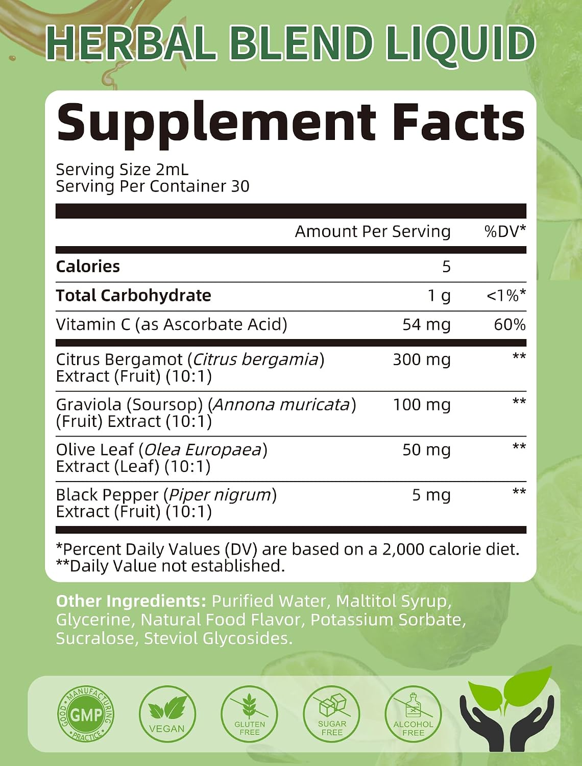 Citrus Bergamot + Soursop Liquid Drops for Cholesterol, Heart & Digestive* | Natural Herbal Supplement with Olive Leaf, Vitamin C, Black Pepper, Vegan, Sugar free, 2 Fl Oz, 30 Days Supply