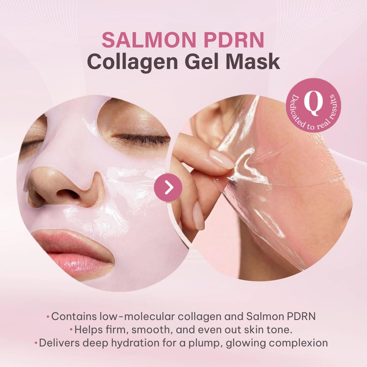 Quasi Salmon PDRN Collagen Mask – Korean Skin care Gel Face Mask for Hydration, Firming & Smoothing Skincare, Collagen Boost & Pore Care – 4 Masks, Non-Irritating, Natural Ingredients