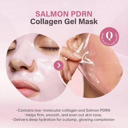 Quasi Salmon PDRN Collagen Mask – Korean Skin care Gel Face Mask for Hydration, Firming & Smoothing Skincare, Collagen Boost & Pore Care – 4 Masks, Non-Irritating, Natural Ingredients